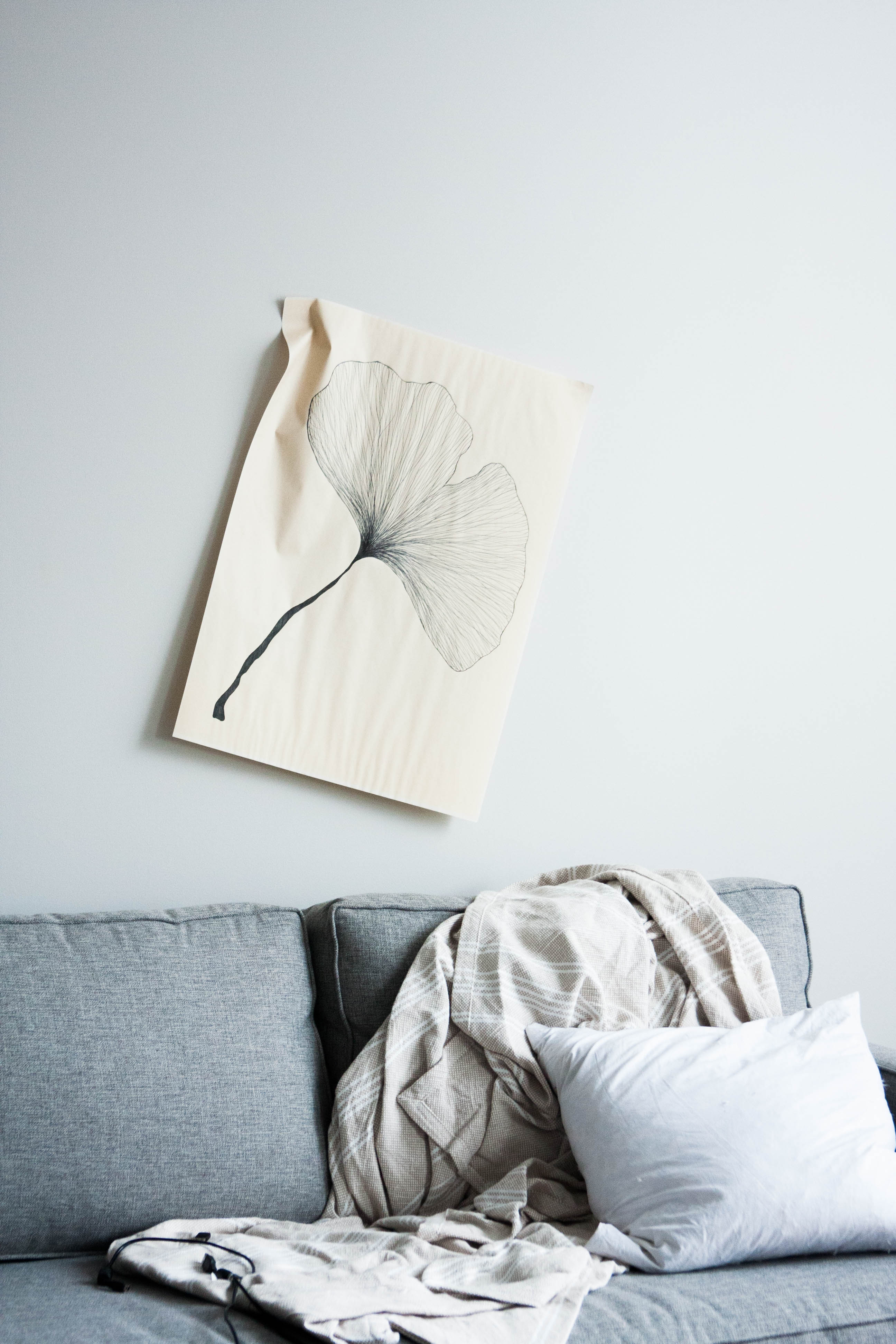 neutral living room grey sofa minimalist interior ginkgo art home rg daily blog