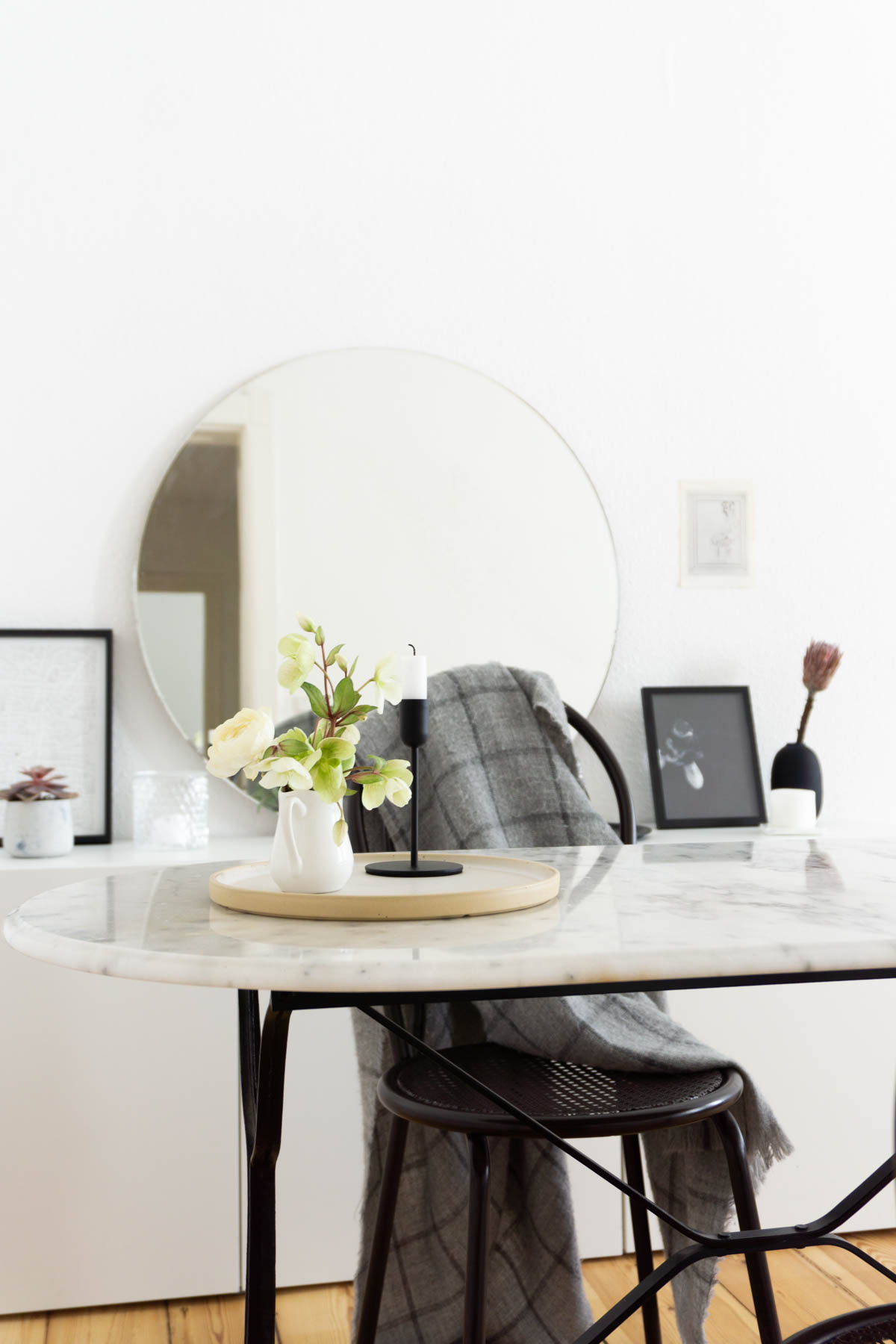 Marble Dinning Table, Minimalist Living Room, Scandinavian Home - Berlin Flat Rebecca Goddard - RG Daily Blog