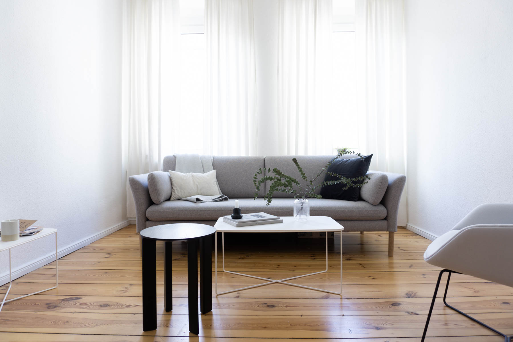 Grey Sofa, Minimalist Living Room, Scandinavian Home - Berlin Flat Rebecca Goddard - RG Daily Blog