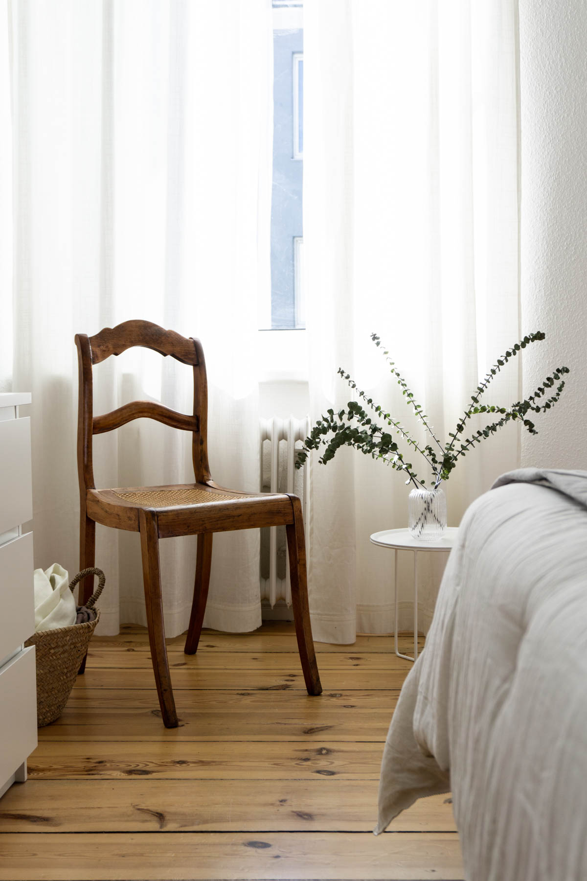 Vintage Cane Chair and Dried Eucalyptus - Scandinavian Interior Design - Bedroom Details - RG Daily Blog
