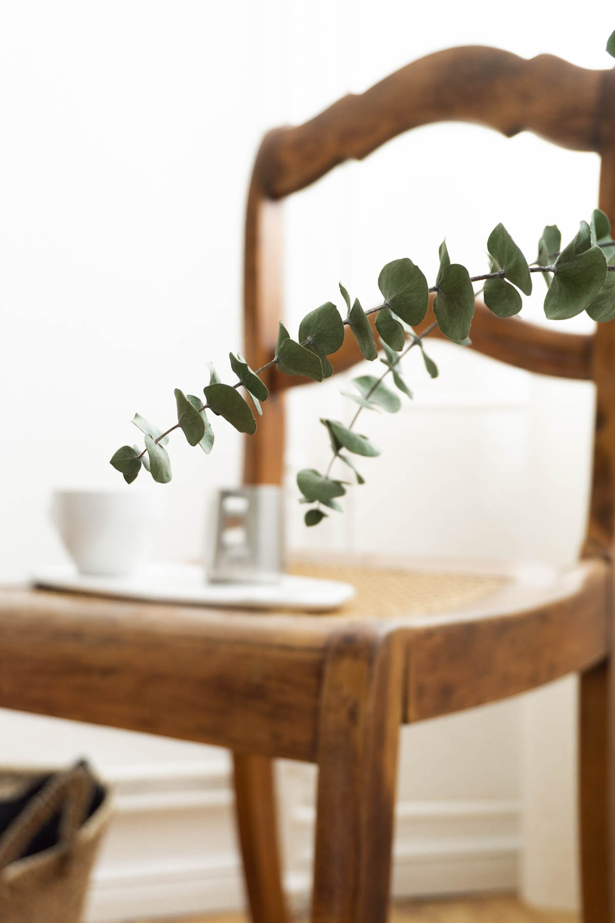 Vintage Cane Chair and Dried Eucalyptus - Scandinavian Interior Design - Bedroom Details - RG Daily Blog