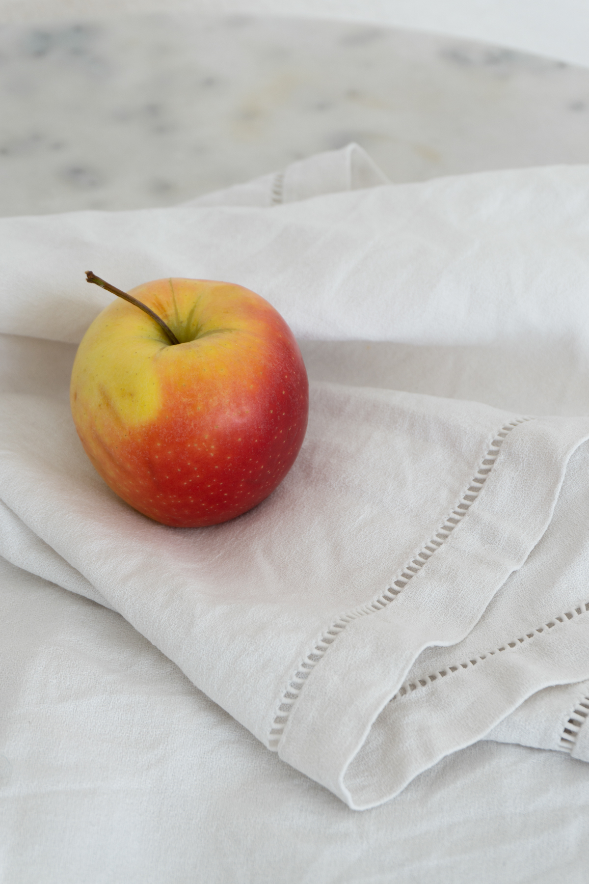 French Inspired Vintage Still Life - Marble Table, Apple, Candle - Scandinavian Interior / RG Daily Blog