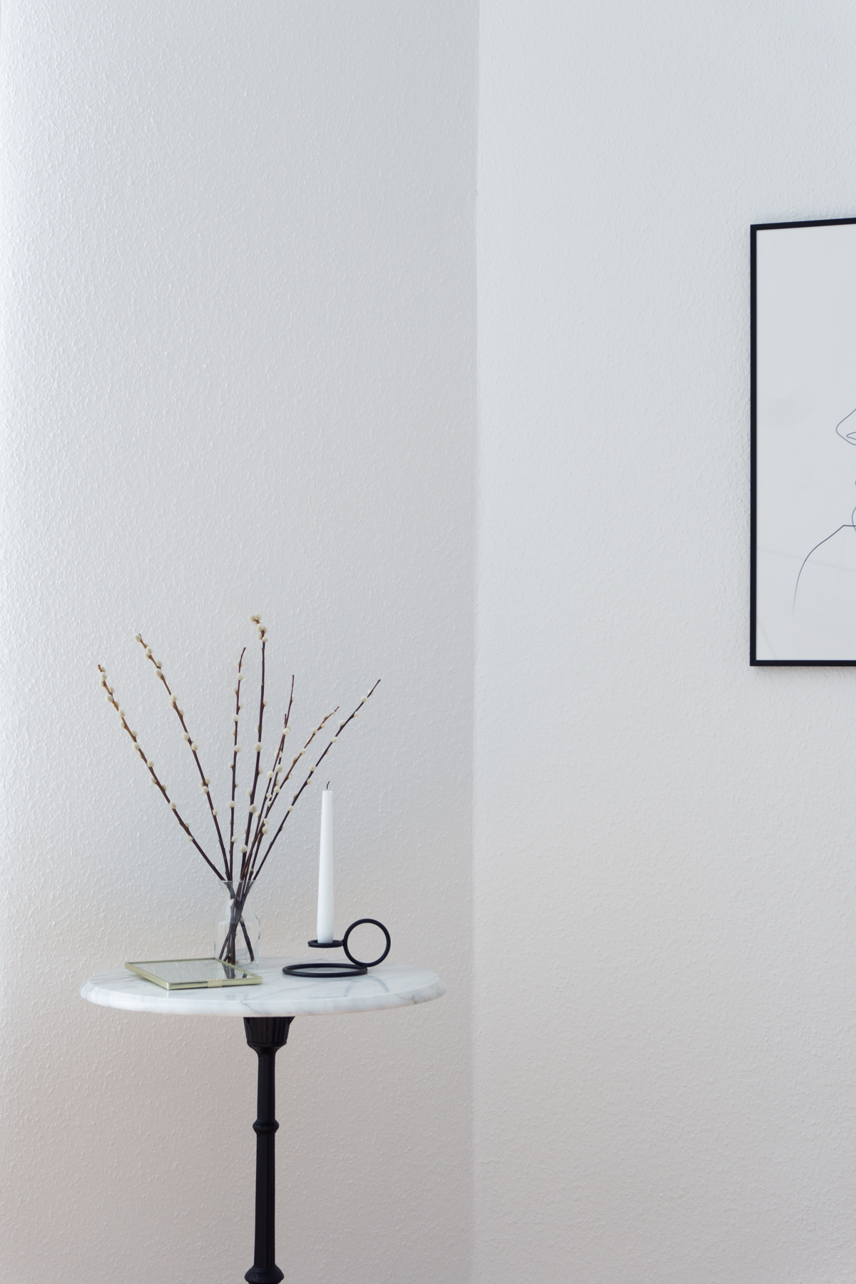 Vintage Marble Cafe Table and Radius Candle Holder by Woud - Scandinavian Interior Style, Minimalist Bedroom - RG Daily Blog