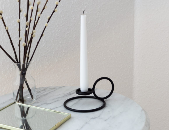 Vintage Marble Cafe Table and Radius Candle Holder by Woud - Scandinavian Interior Style, Minimalist Bedroom - RG Daily Blog