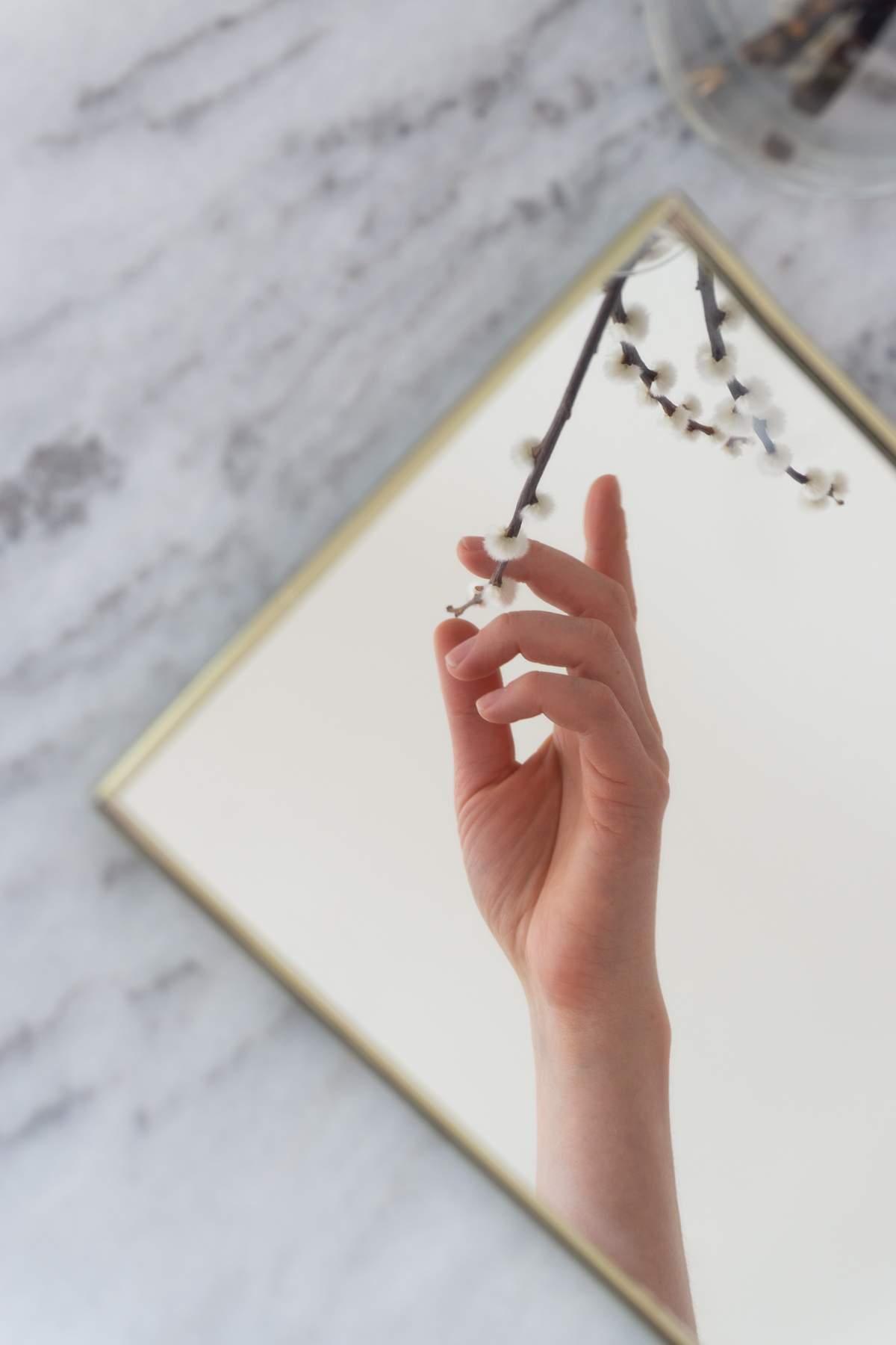 Vintage Mirror Creative Photography, Marble Table - Scandinavian Interior Style, Minimalist Bedroom - RG Daily Blog