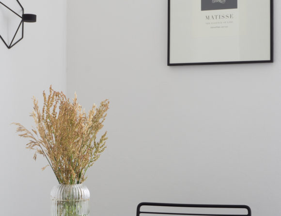 White and Beige Danish Inspired Kitchen | Matisse Artwork, Marble Kitchen Table, Hay Hee Chair, Menu POV, Wheat Arrangement - RG Daily Blog, Interior Design