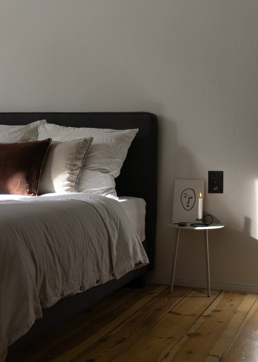 Interior Design Scandinavian Inspired Autumn Bedroom - Minimalist Decor | Woud Candle Holder and Menu Table | RG Daily Blog