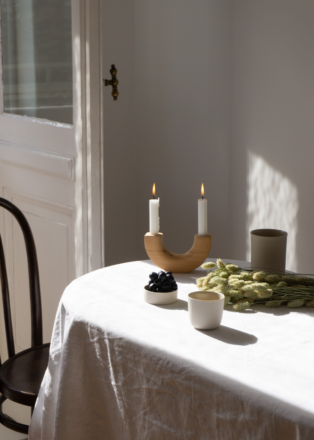 Foresta Arco Candle Holder, KleoCo. Ceramics ~ Table Setting, Slow Living, Simple For Everyday, Ethical Sustainable Brand, Fair Trade Design | Minimalist Home, Scandinavian Design, Sustainable Home, Natural Aesthetic | Product Photography, Light and Shadows, Danish Design Interior | RG Daily Blog