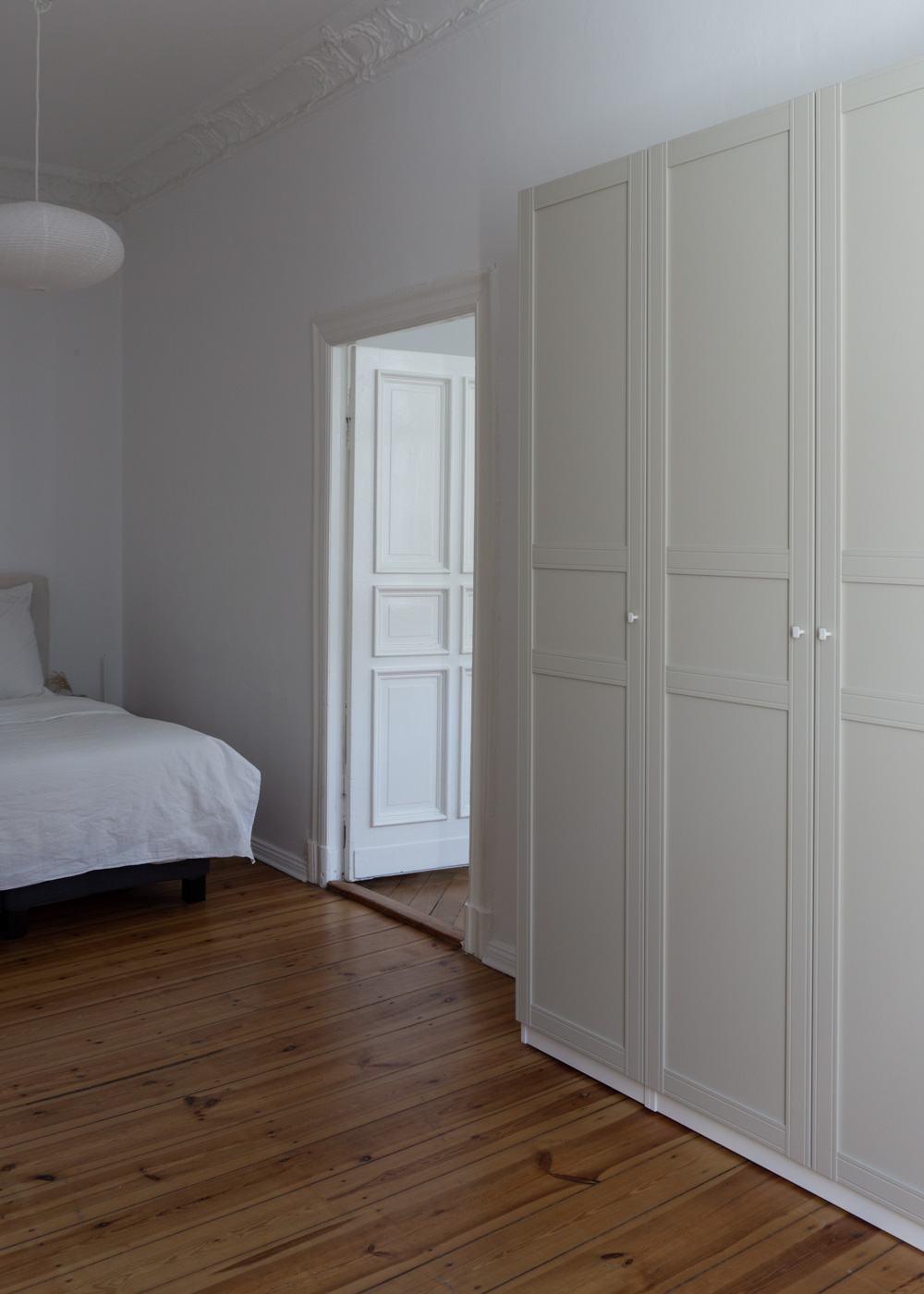 Bedroom | neutral interior, white and beige home, wood floors, minimalist simple decor, natural berlin apartment, scandinavian design, calm aesthetic