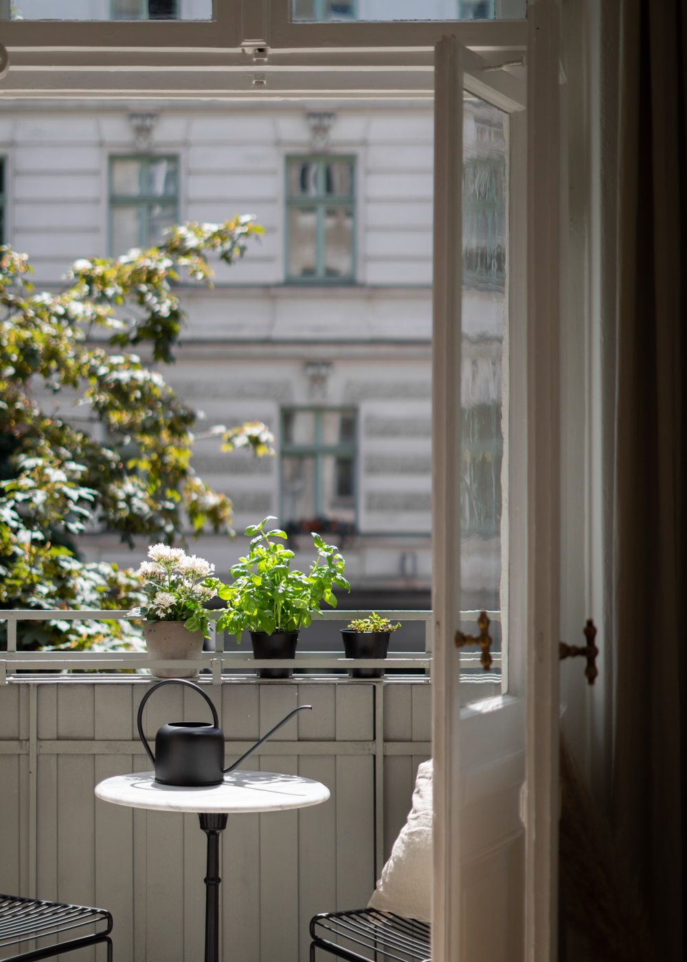 H&M Home, Balcony Styling, Summer Vibes, Marble Cafe Table, Water Can, Plants, Herb Garden - Neutral Home, Scandinavian Interior, Natural Aesthetic, Minimalist Decor, Beige Style, RG Daily Blog