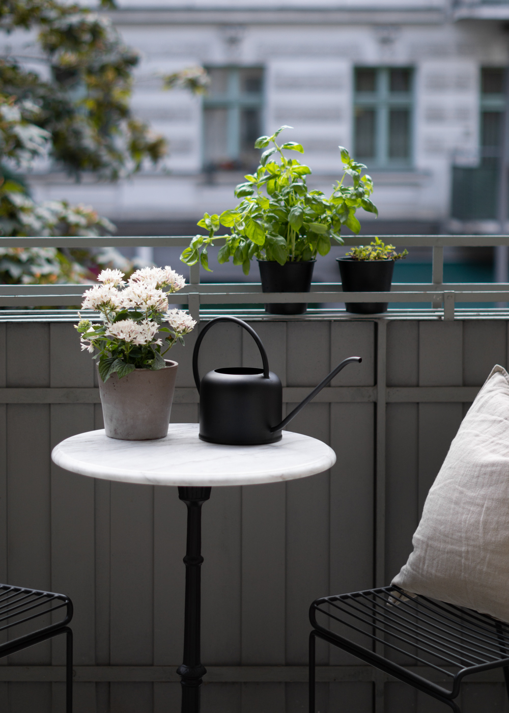 H&M Home, Balcony Styling, Summer Vibes, Marble Cafe Table, Water Can, Plants, Herb Garden - Neutral Home, Scandinavian Interior, Natural Aesthetic, Minimalist Decor, Beige Style, RG Daily Blog
