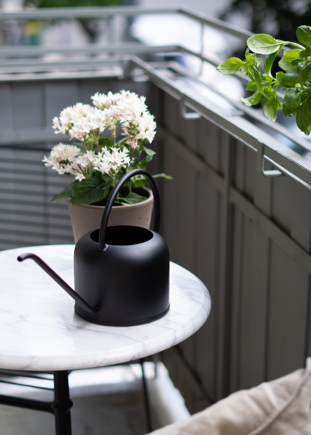 H&M Home, Balcony Styling, Summer Vibes, Marble Cafe Table, Water Can, Plants, Herb Garden - Neutral Home, Scandinavian Interior, Natural Aesthetic, Minimalist Decor, Beige Style, RG Daily Blog