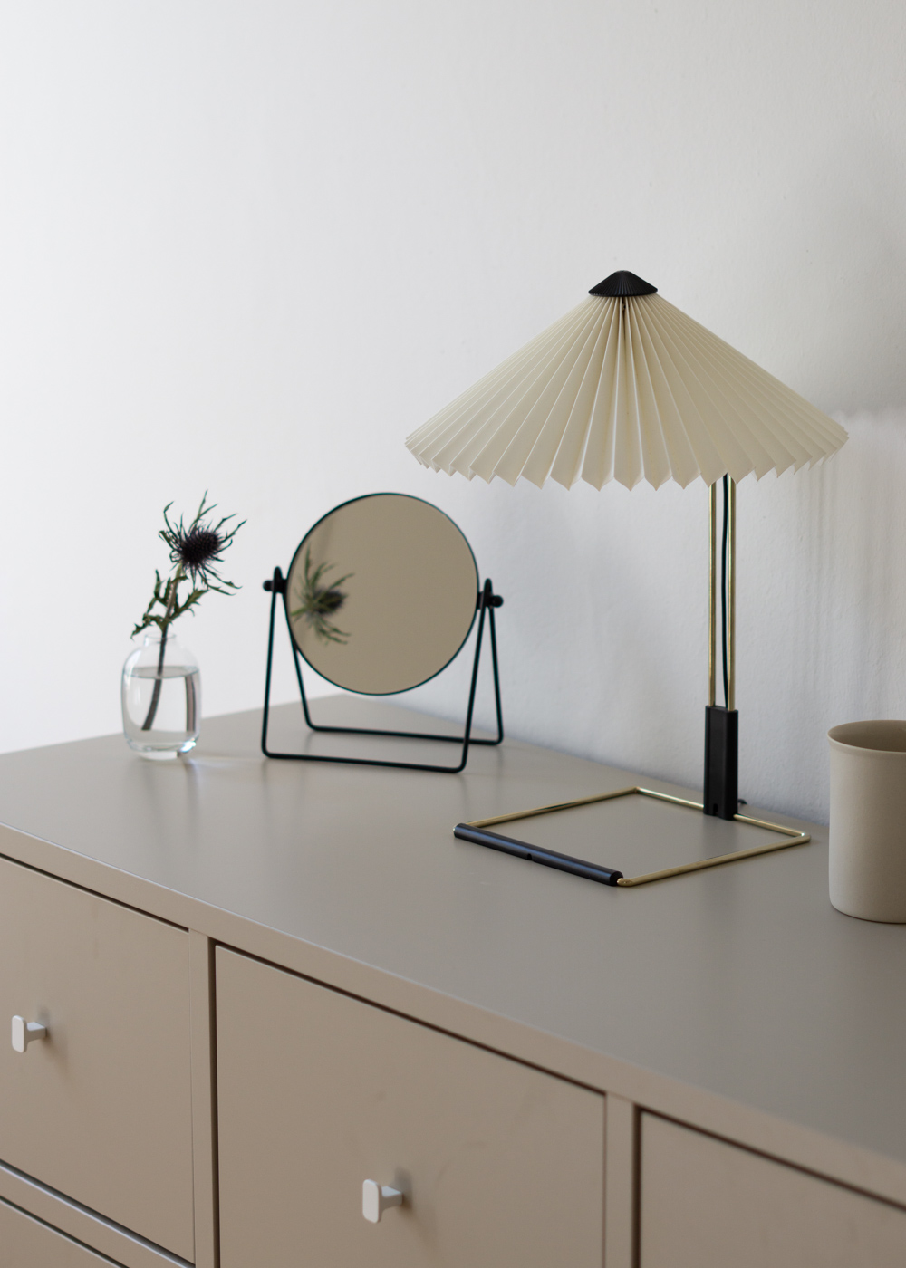 H&M Home Round Black Table Mirror, Hay Matin Lamp - Neutral Home, Scandinavian Interior, Natural Aesthetic, Minimalist Decor, Beige Style, RG Daily Blog