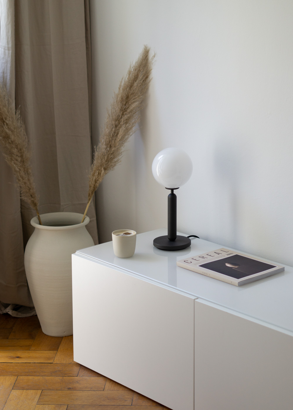 Nuura Lighting, Danish Design, Glass Table Lamp, Miira, Minimalist Home, Classic Interior, Timeless Style, Ikea Storage, Beige, Pampas Grass, Cereal Magazine, White Scandinavian Decor, Neutral Aesthetic