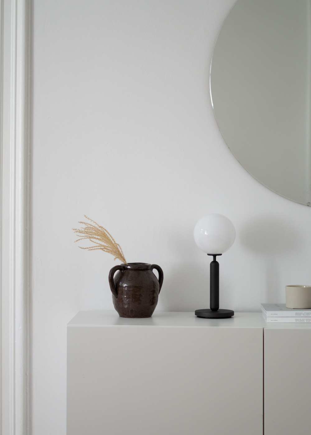 Nuura Lighting, Danish Design, Glass Table Lamp, Miira, Minimalist Home, Classic Interior, Timeless Style, Round Mirror, White Scandinavian Decor, Neutral Aesthetic