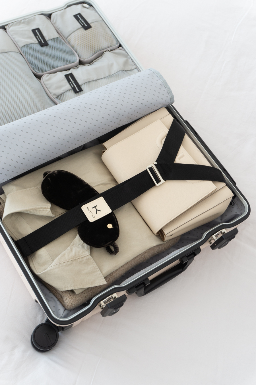 Kuuno Carry-On Suitcase, Designer Luggage, Minimalist Travel Aesthetic, Neutral Style