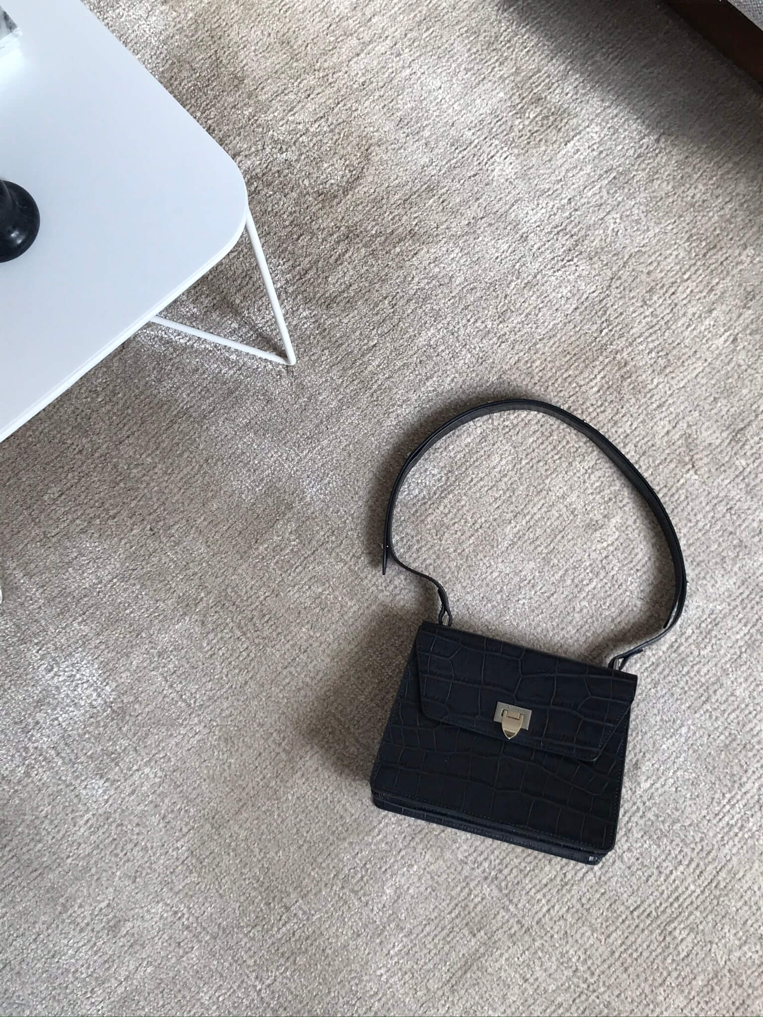 Beige Style, Black Leather Scandi Handbag, October Aesthetic