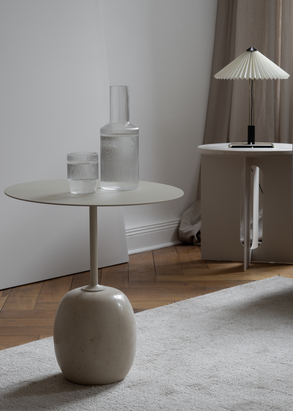 Lato Table by &Tradition, Ripple Glasses, Matin Lamp
