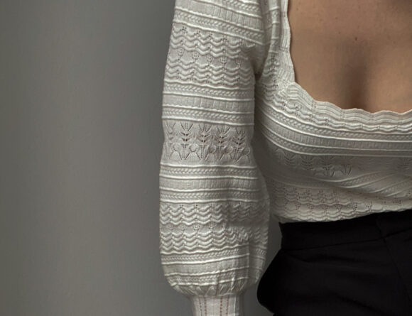 Sézane Cream Knit Blouse, French Fashion