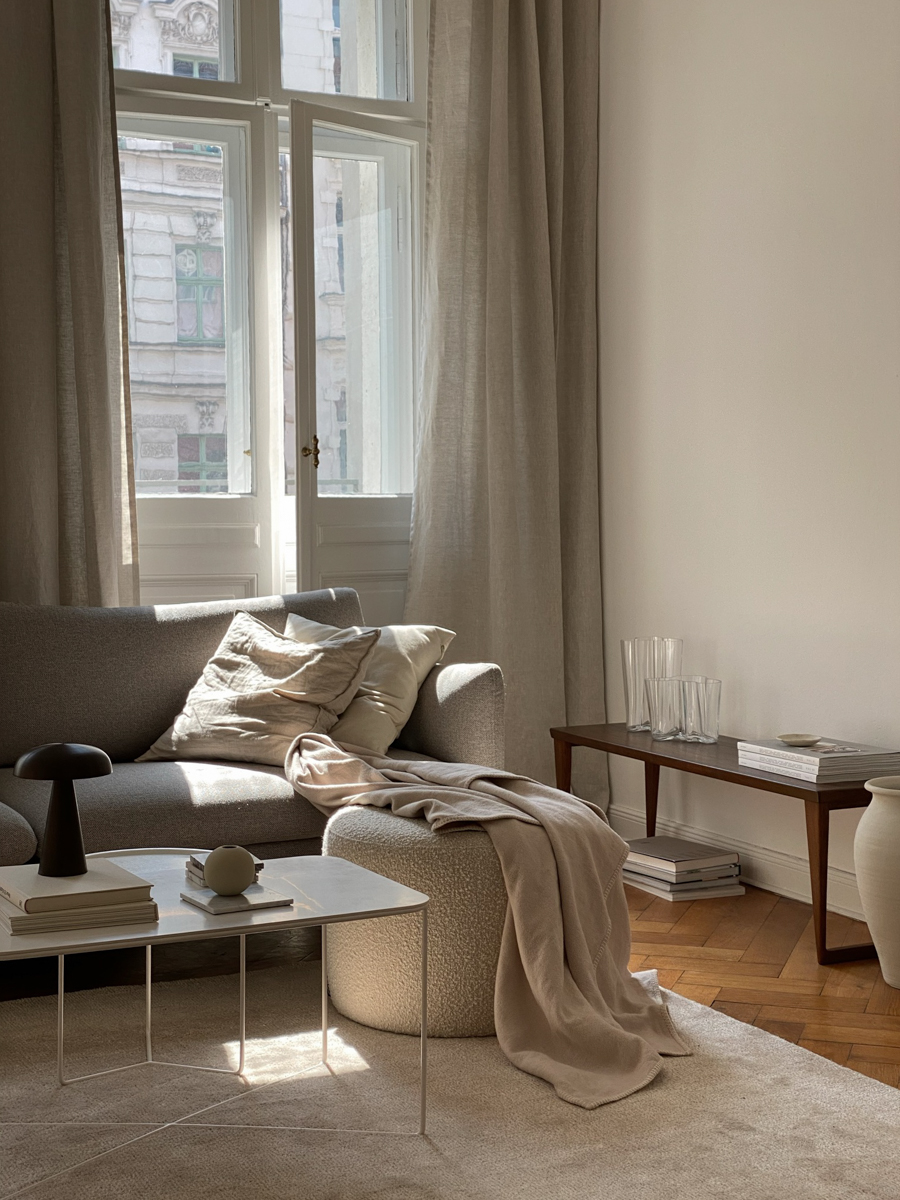 Beige Interior Livingroom Design Inspo | Rebecca Goddard
