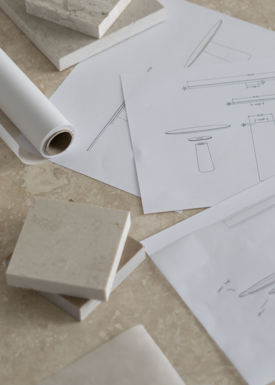 Beige Travertine Dining Table, By Rebecca Goddard