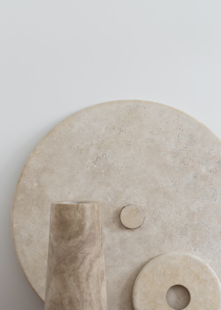 Beige Travertine Dining Table, By Rebecca Goddard