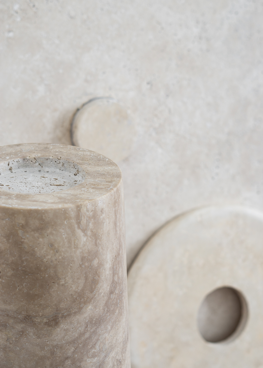 Beige Travertine Dining Table, By Rebecca Goddard