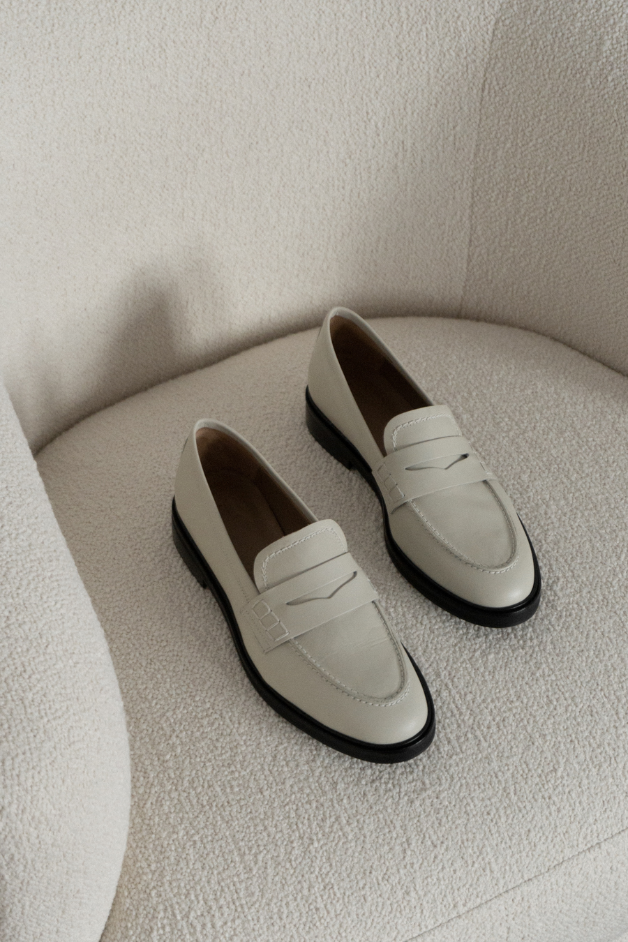 Flattered, Sara Cream Leather Loafers