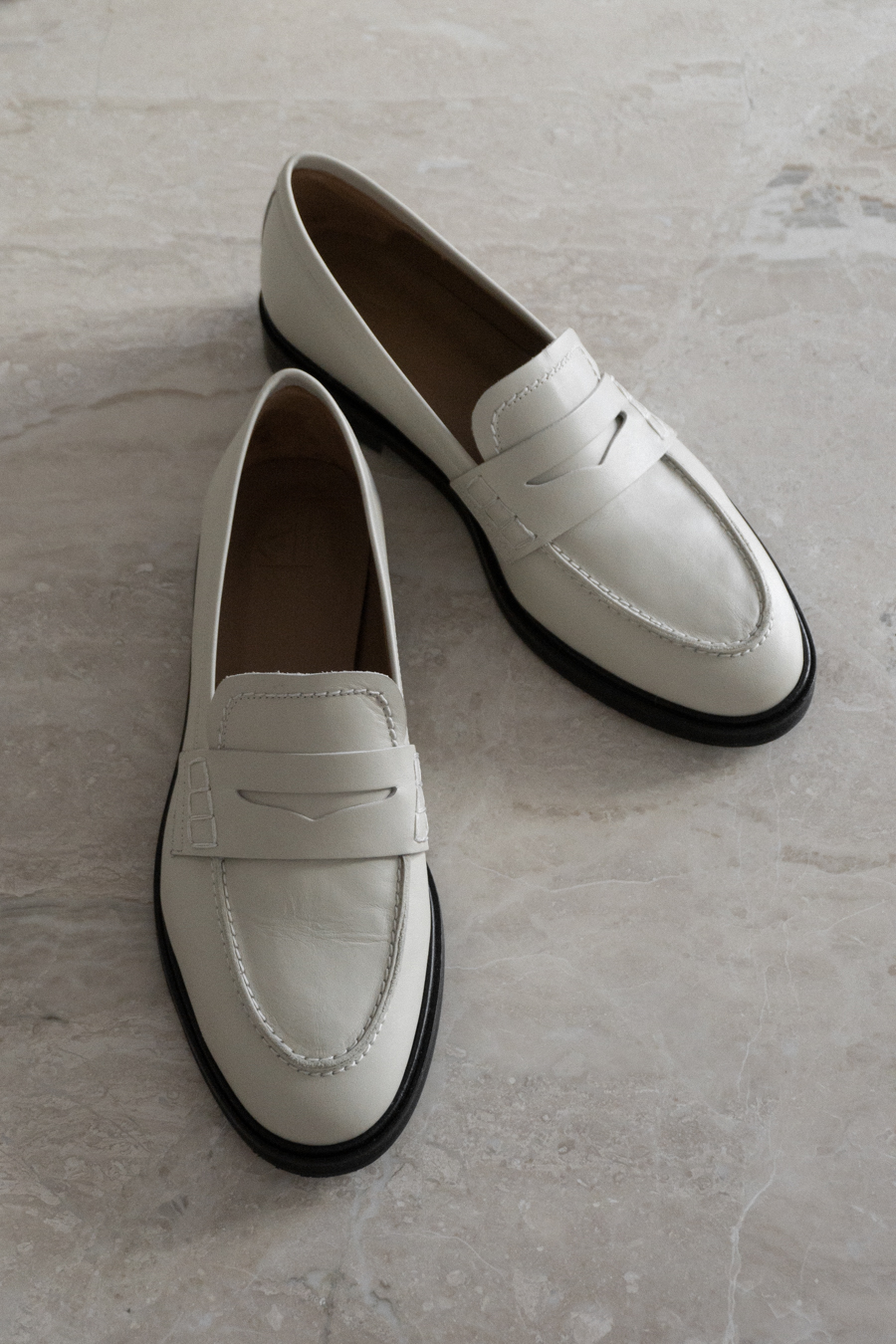 Flattered, Sara Cream Leather Loafers