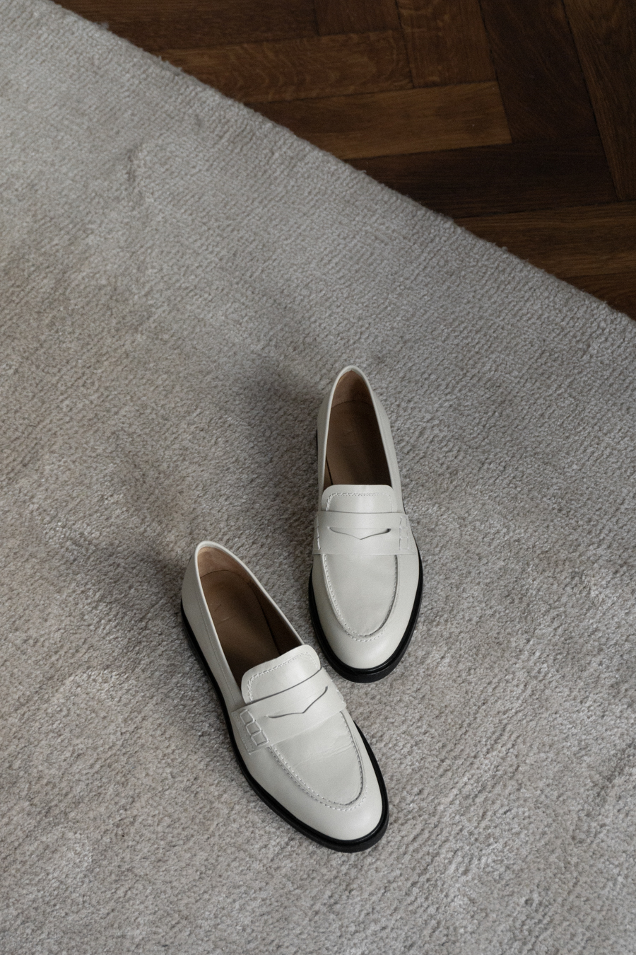 Flattered, Sara Cream Leather Loafers