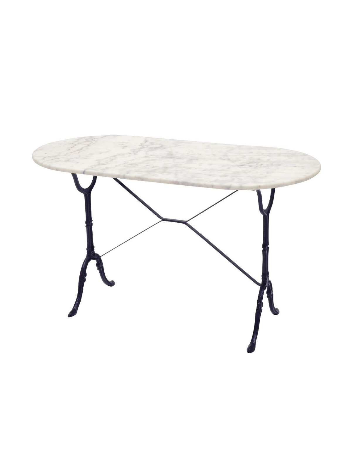 Vintage Marble Cafe Table, Cast Iron Legs, Oval Top